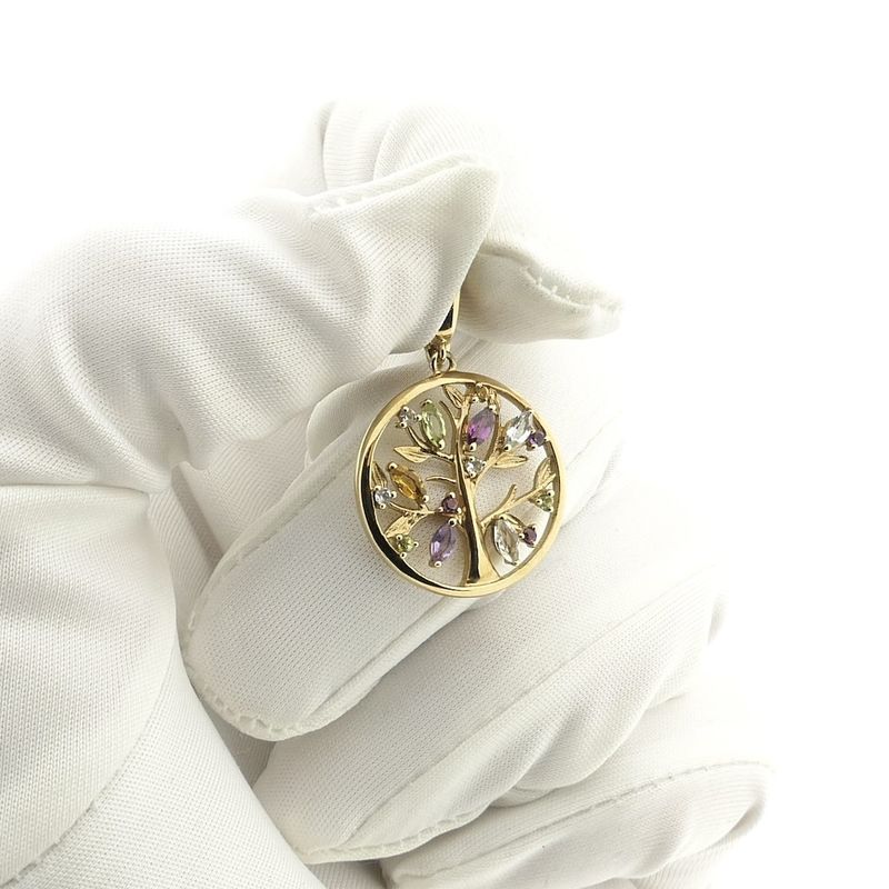Image 7 of 9 carat Tree of Life pendant with a mix of gemstones