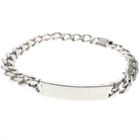 Image 1 of Solid silver flat gourmet link bracelet with engraving plate