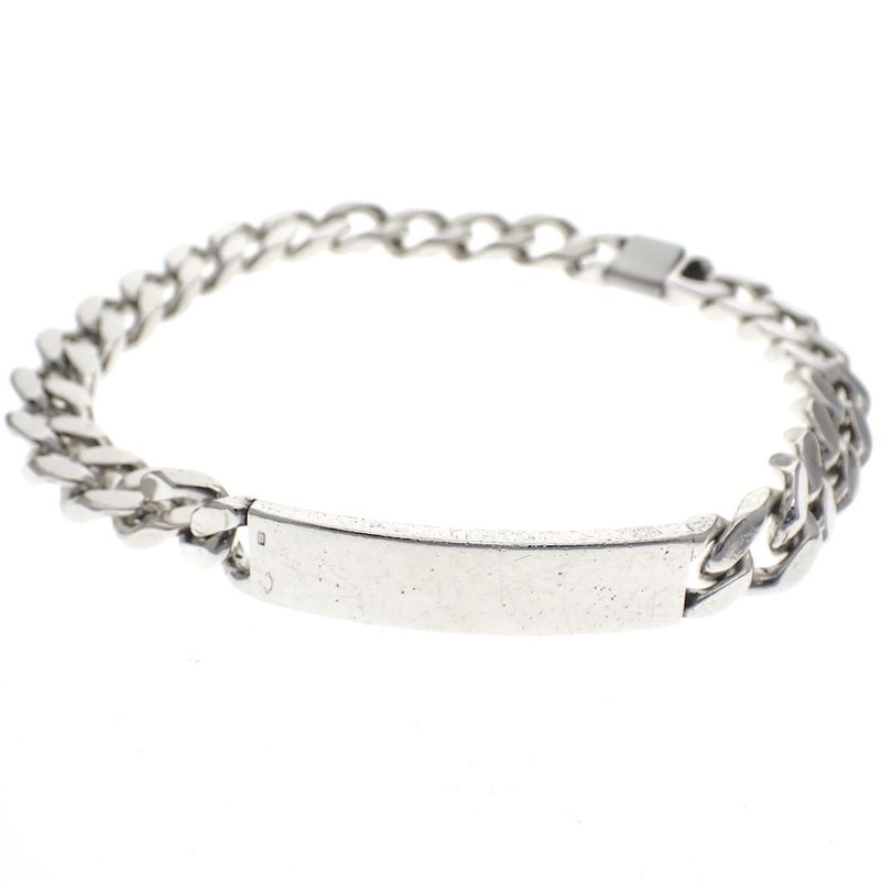 Image 1 of Solid silver flat gourmet link bracelet with engraving plate