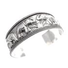 Image 4 of Silver Thai clamp bracelet with elephant relief | Ø 62 mm