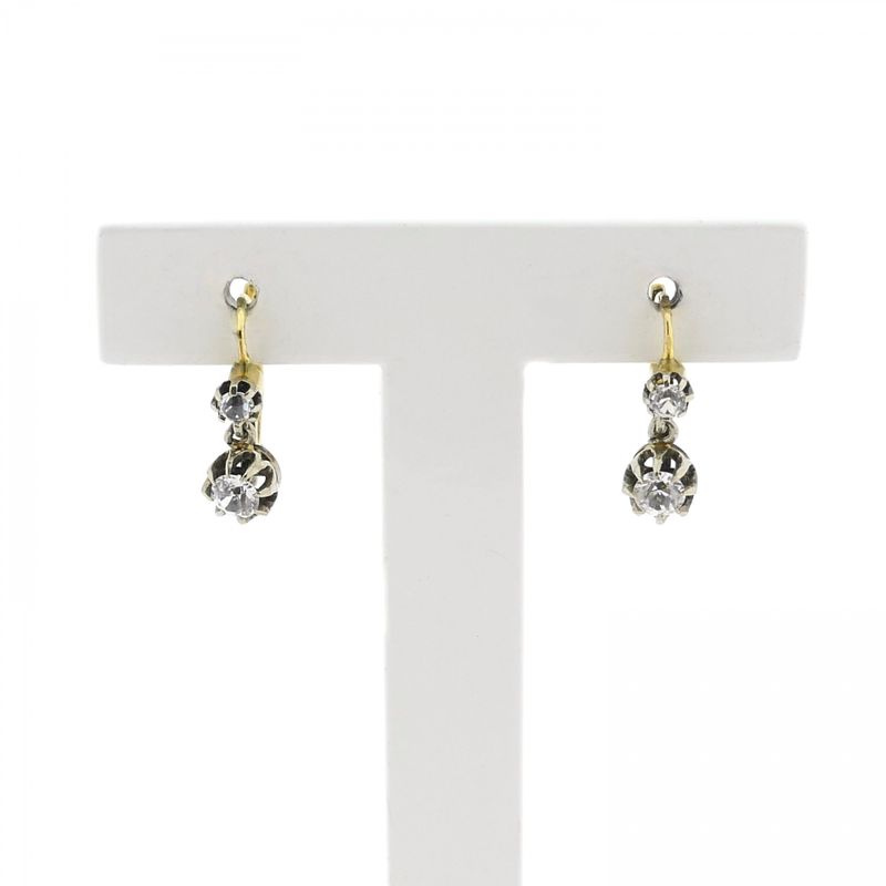 Image 1 of Victorian gold earrings with white sapphire