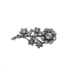 Image 1 of Silver brooch of flowers with zirconia stones