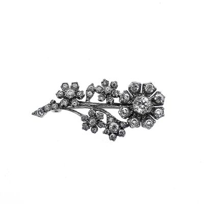 Silver brooch of flowers with zirconia stones Image 1 of Silver brooch of flowers with zirconia stones
