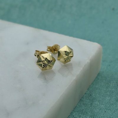 Image 1 of Gold faceted stud earrings