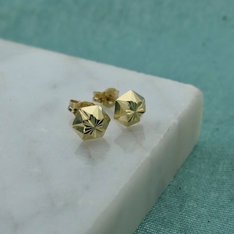 Image 1 of Gold faceted stud earrings
