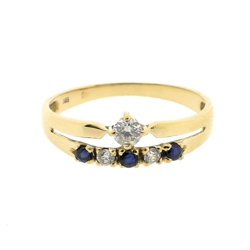 Image 3 of Gold ring with zirconia and sapphire