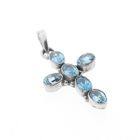 Image 3 of Silver cross pendant with light blue zirconia