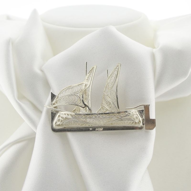 Image 11 of Antique ship brooch in filigree technique