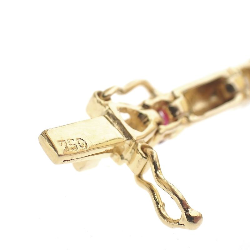 Image 6 of 18K Exclusive gold bracelet with diamond and ruby; Vintage | 19.5 cm