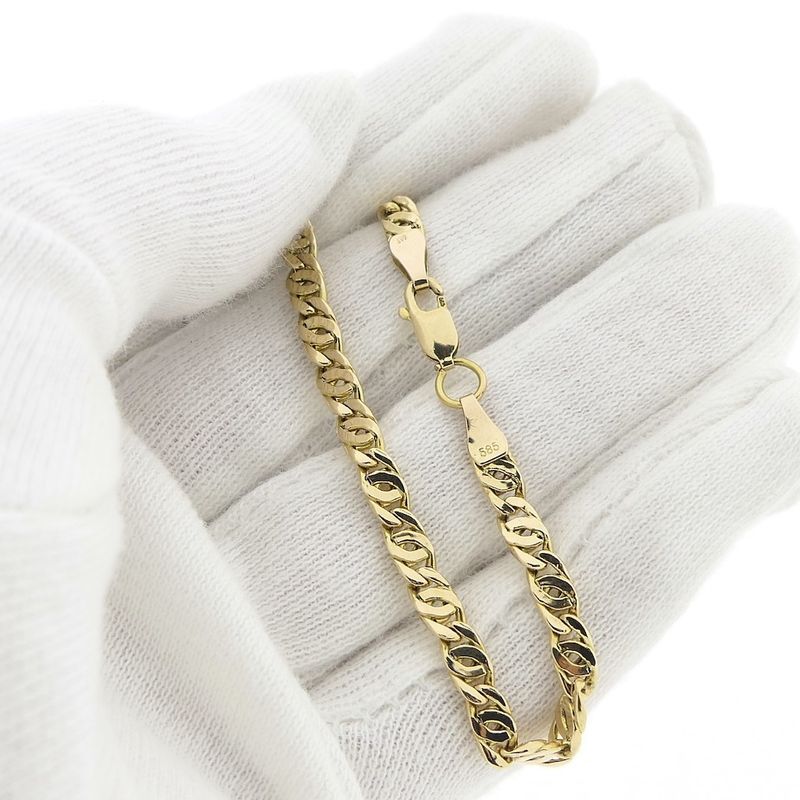 Image 7 of Gold navy/gourmet link bracelet | 19.5 cm