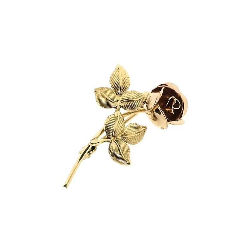 Image 8 of 8-karat bicolor brooch; Vintage/antique | Rose