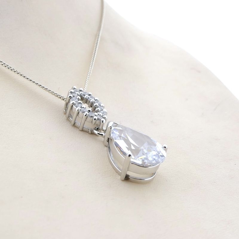 Image 6 of Silver pendant with zirconia stones.