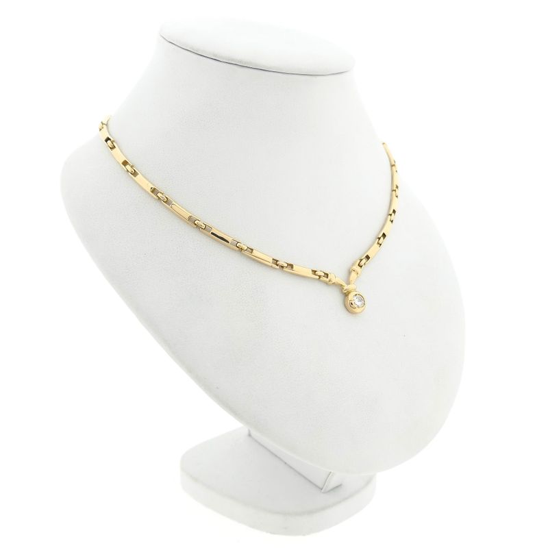 Image 3 of Gold Bar Link Necklace with Zirconia