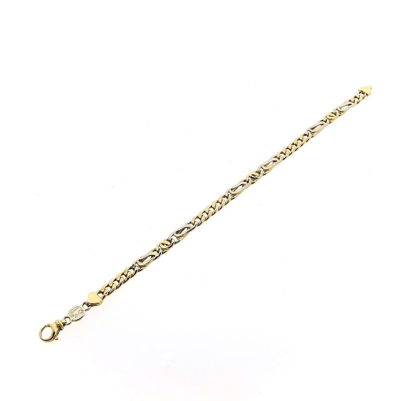 Image 8 of Two-tone gold link bracelet; Manchini