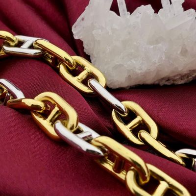 Image 2 of Two-tone gold anchor link necklace; RIZIT