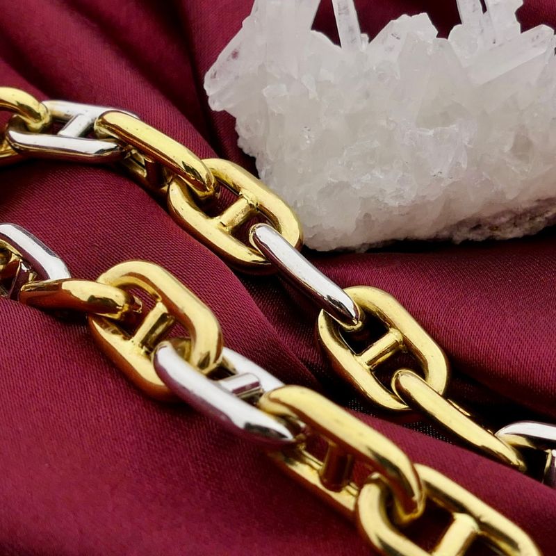 Image 2 of Two-tone gold anchor link necklace; RIZIT