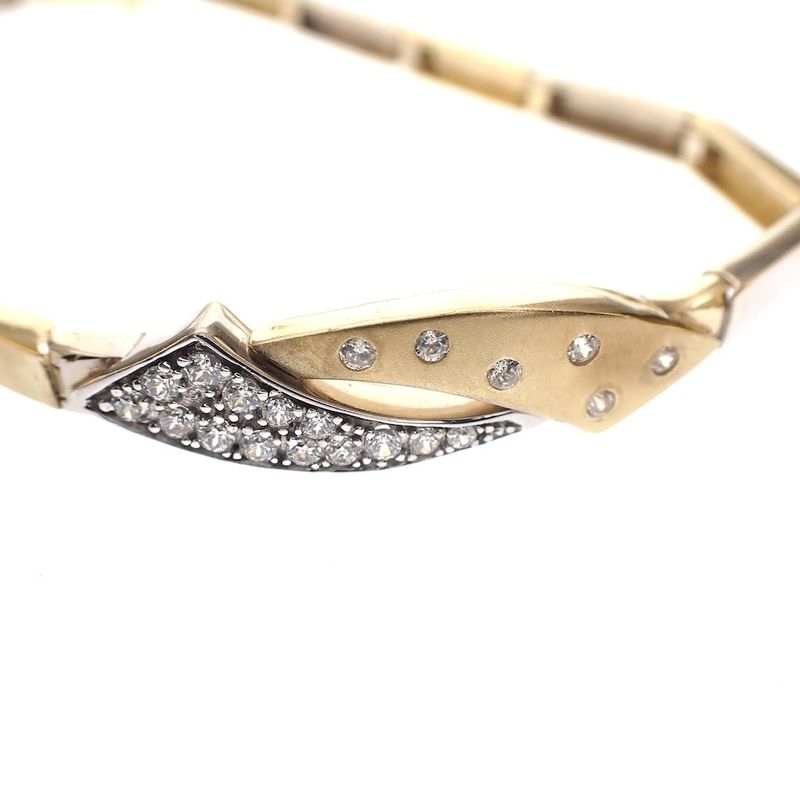 Image 6 of Two-tone gold link bracelet with zirconia; Altinbas