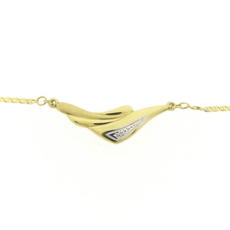 Image 4 of Two-tone gold necklace with fixed pendant and diamond; 0.005 ct.