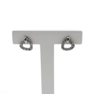 Image 1 of Silver stud earrings with a heart and zirconia