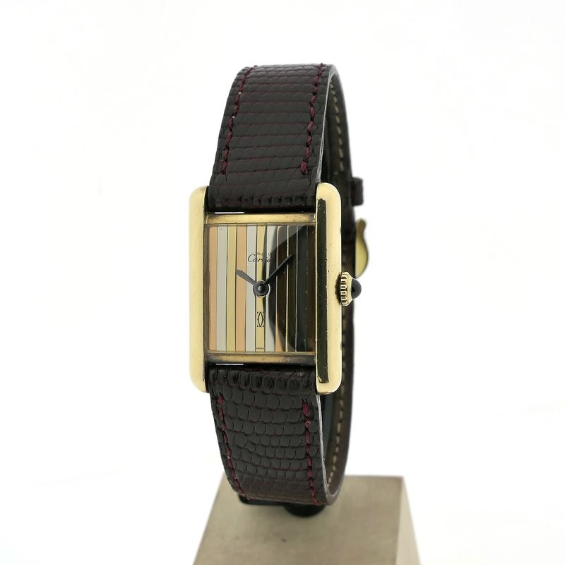 Image 15 of Cartier Tank Vermeil 'Trinity' 221804; Vintage mechanisch dames horloge