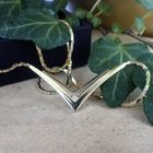 Image 2 of Gold necklace with a fixed pendant and diamond; 0.04 ct | 45.5 cm