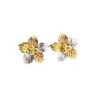 Image 7 of Tricolor gold flower stud earrings