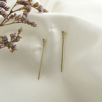 Gold stud earrings with zirconia Image 2 of Gold stud earrings with zirconia