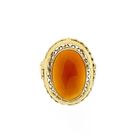Image 3 of Gold statement ring with carnelian; 14 carat; size 15.75