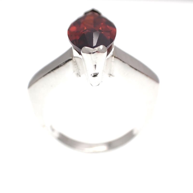 Image 3 of Silver solitaire ring with red zirconia