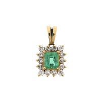 18K Gold Pendant with Emerald and Diamond | 0.49 ct.