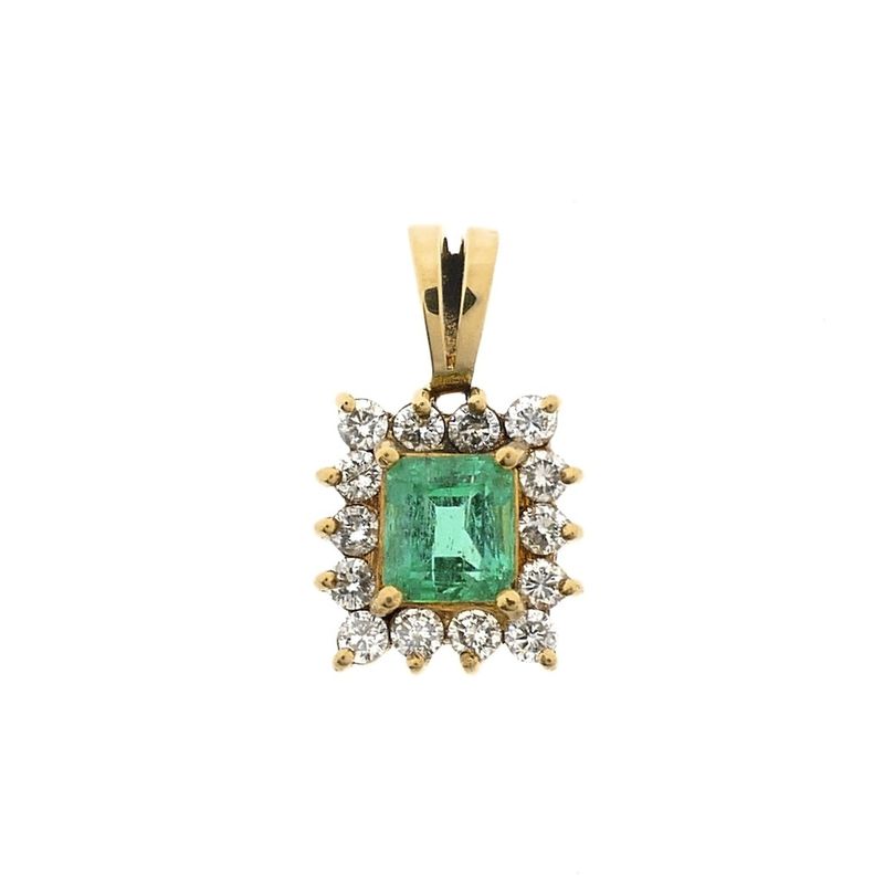 Image 1 of 18K Gold Pendant with Emerald and Diamond | 0.49 ct.