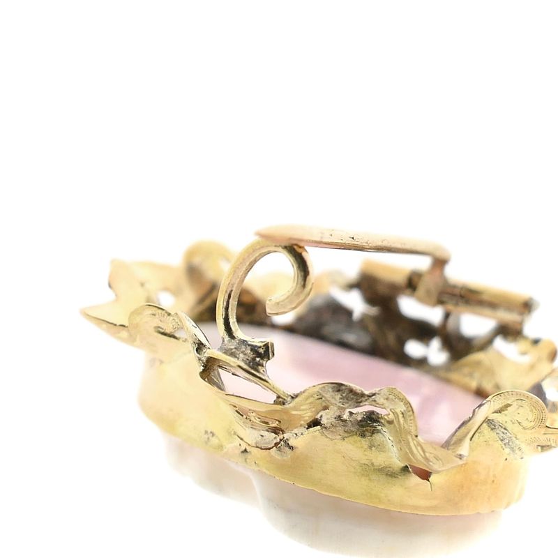 Afbeelding 5 van Antiek gouden broche met roze camee