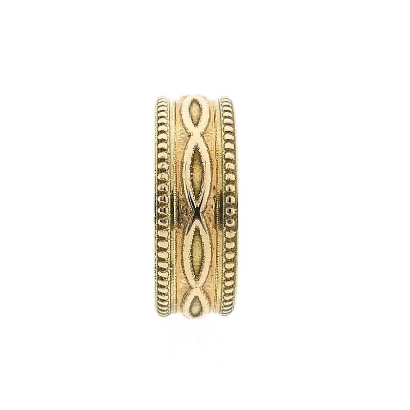 Afbeelding 6 van Gouden heren pinkring met patroon