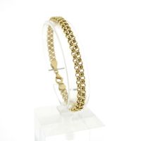 Double gold jasseron link bracelet | 19 cm