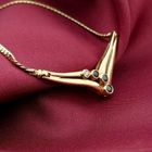 Image 2 of Gold necklace with fixed pendant, sapphire and diamond; 0.02 ct.