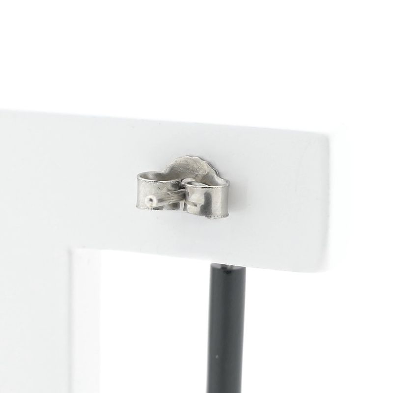 Image 5 of White gold stud earrings with onyx, blood coral and diamond 0.17 ct.