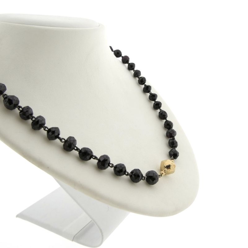 Image 4 of Antique garnet bead necklace with gold decorative clasp