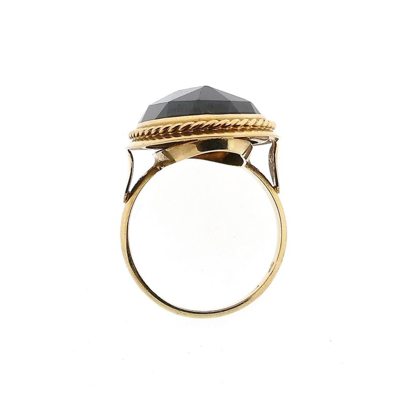 Image 5 of Gold Garnet Statement Ring; 14K; Size 18