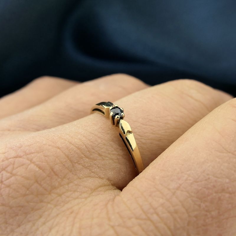 Image 8 of Gold solitaire ring with sapphire