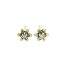 Image 6 of Vintage gold floral stud earrings with diamond; 0.04 ct.