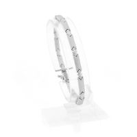 White gold bar link bracelet; 18.5 cm
