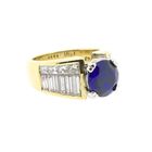 Image 9 of Gold entourage ring with synthetic sapphire and diamonds