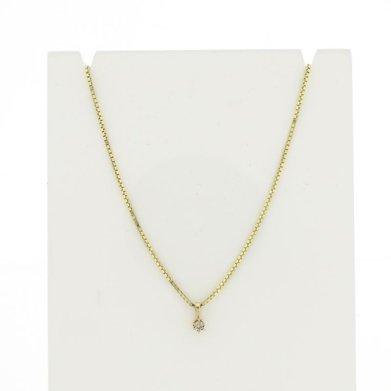 Image 4 of Gold minimalist pendant with diamond | 0.10 ct.