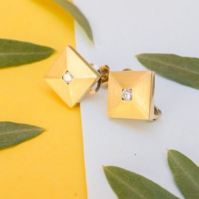 Gold stud earrings with diamond | 0.26 ct. Image 2 of Gold stud earrings with diamond | 0.26 ct.