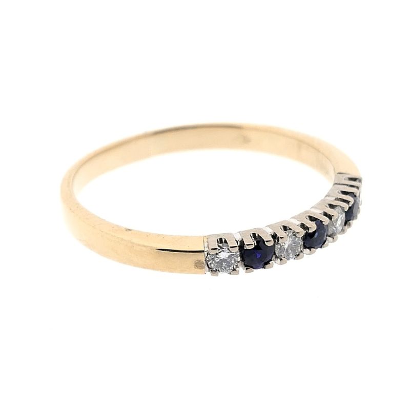 Image 7 of Gold ring with sapphire and diamond; 0.12 ct. | Diamonde