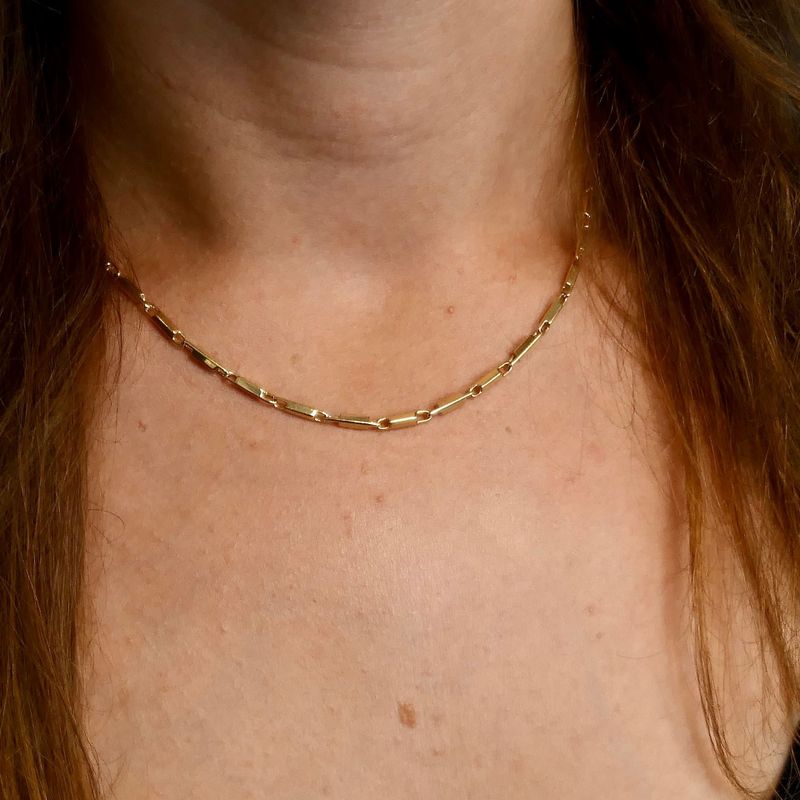 Afbeelding 9 van Gouden schakelketting met staafjes | 42 cm