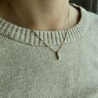 Image 12 of Two-tone gold necklace with fixed pendant and diamond; 0.10 ct.