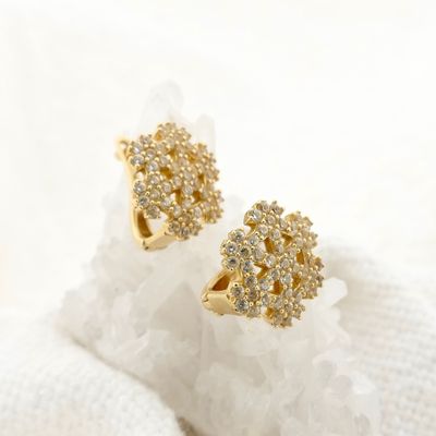 Gold snowflake stud earrings with zirconia Image 2 of Gold snowflake stud earrings with zirconia