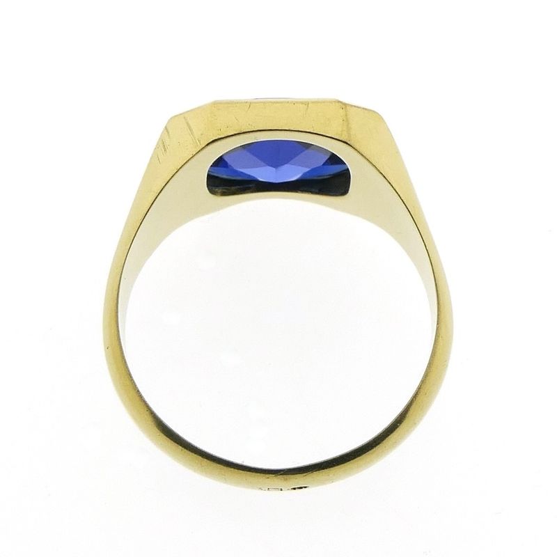 Image 4 of Gold men's ring with synthetic sapphire