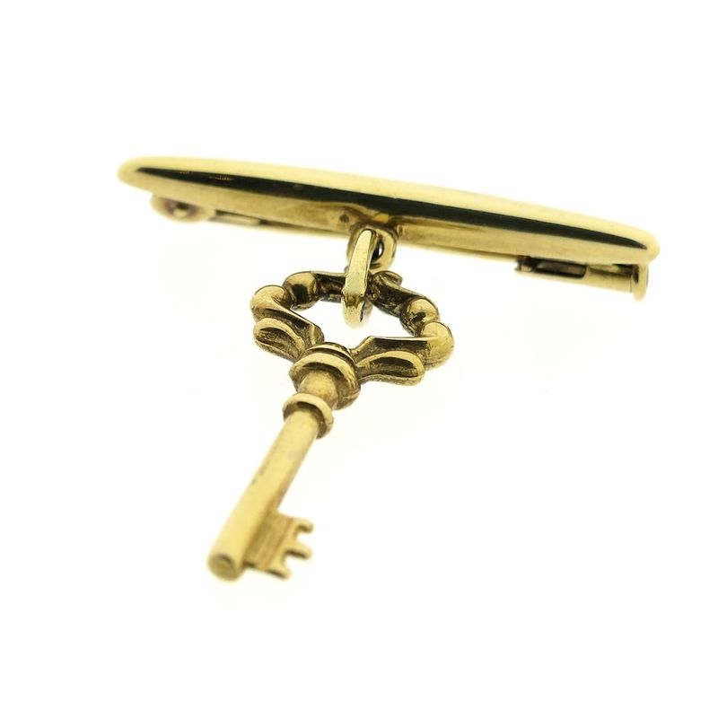 Image 3 of Gold brooch with vintage skeleton key
